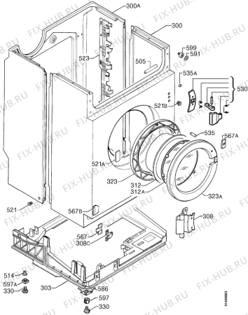 Взрыв-схема стиральной машины Zanussi ZJD1285 - Схема узла Cabinet + armatures