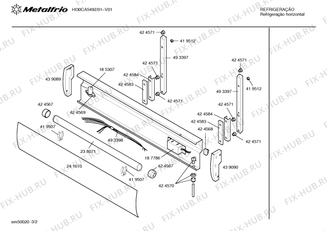 Схема №2 HI40CA5492 CONSERVADORA HORIZONTAL с изображением Термометер для холодильника Bosch 00424564