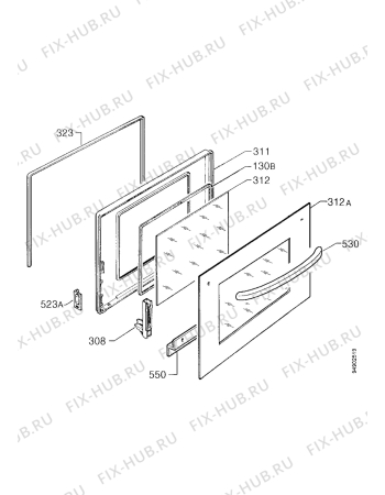 Взрыв-схема плиты (духовки) Zanussi ZHM773X - Схема узла Door 003