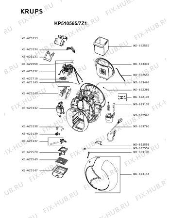 Схема №1 KP510565/7Z1 с изображением Провод для электрокофемашины Krups MS-623760