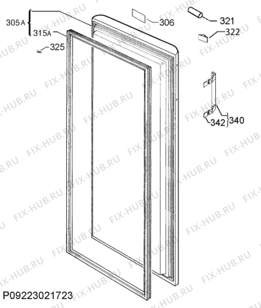 Взрыв-схема холодильника Aeg AGS6222XNW - Схема узла Door