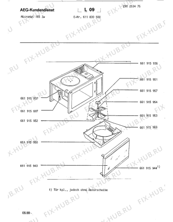 Взрыв-схема микроволновой печи Aeg MICROMAT 165 Z W - Схема узла Section1