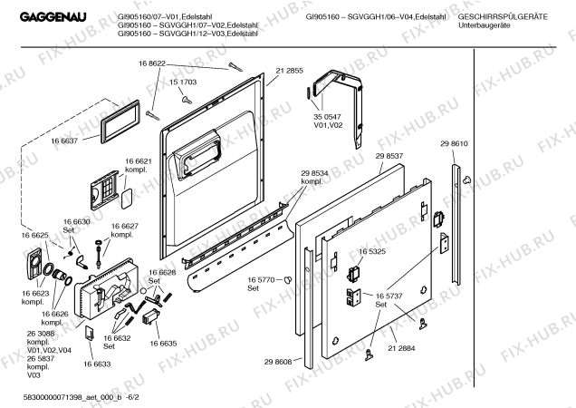 Взрыв-схема посудомоечной машины Gaggenau SGVGGH1 GI905-160 - Схема узла 02