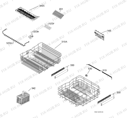 Взрыв-схема посудомоечной машины Aeg Electrolux GS60BF220 - Схема узла Basket 160