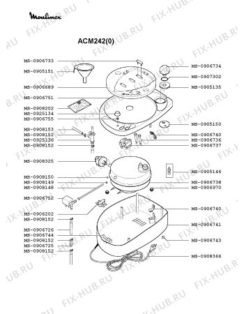 Взрыв-схема утюга (парогенератора) Moulinex ACM242(0) - Схема узла HP002219.3P2