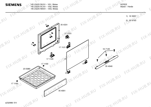 Взрыв-схема плиты (духовки) Siemens HS23225NN - Схема узла 04
