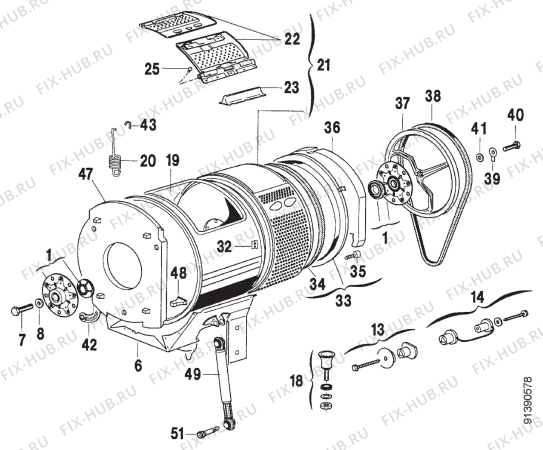 Взрыв-схема стиральной машины Zanussi TL883V - Схема узла Section 3