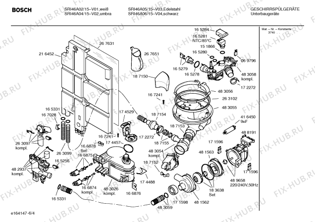 Взрыв-схема посудомоечной машины Bosch SRI46A05 Silence comfort - Схема узла 04