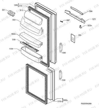 Взрыв-схема холодильника Rex Electrolux RNA38970S - Схема узла Door 003