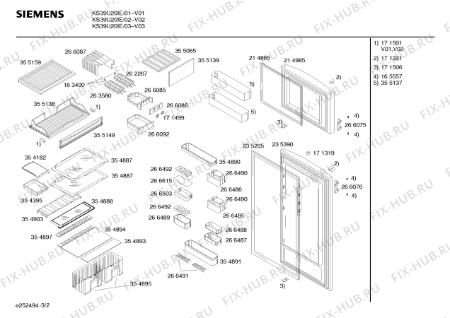 Взрыв-схема холодильника Siemens KS39U20IE - Схема узла 02