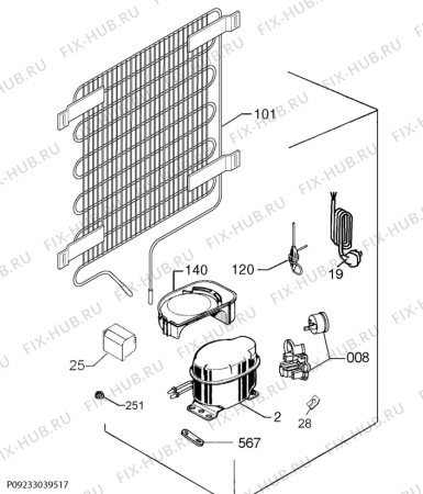 Взрыв-схема холодильника Rosenlew RJVL1651 - Схема узла Cooling system 017
