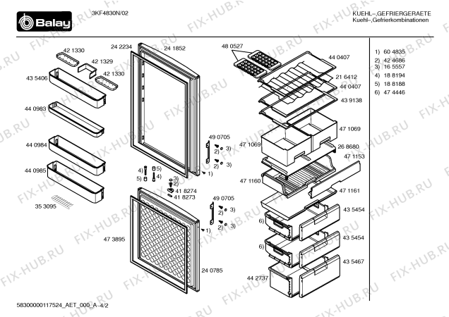 Схема №1 3KF4830N с изображением Дверь для холодильника Bosch 00241852