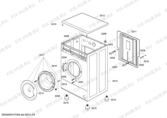 Взрыв-схема стиральной машины Bosch WFA106Q20I - Схема узла 02