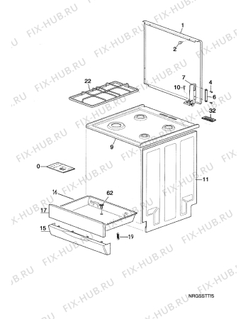 Взрыв-схема плиты (духовки) Electrolux EK6541W1  4G+F.EL.M. - Схема узла Housing 001