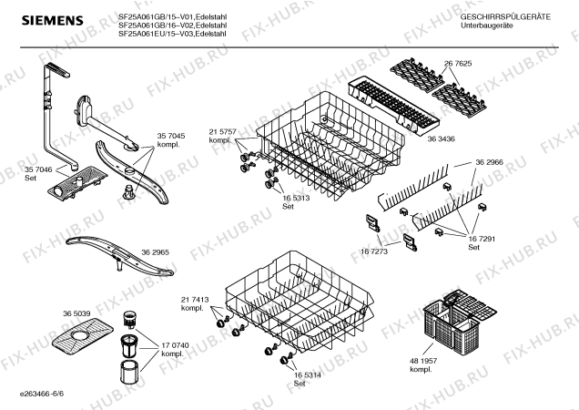 Взрыв-схема посудомоечной машины Siemens SF25A061EU - Схема узла 06