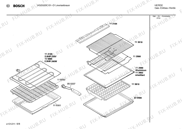 Взрыв-схема плиты (духовки) Bosch HGE620C - Схема узла 09