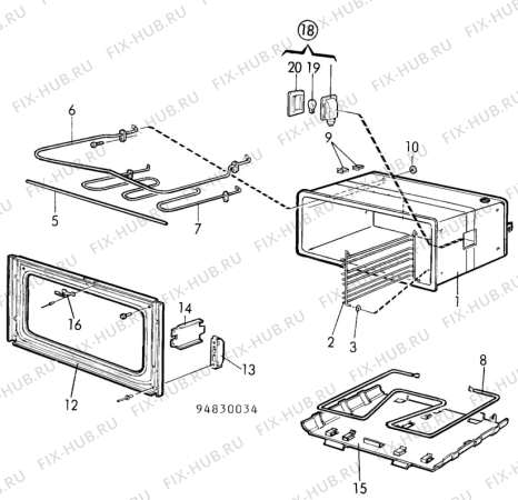 Взрыв-схема посудомоечной машины Electrolux CF6045 - Схема узла H10 Main Oven Cavity (large)