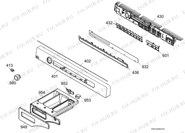 Взрыв-схема комплектующей Electrolux WASL4M102 AB 5 39 - Схема узла Command panel 037