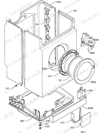 Взрыв-схема стиральной машины Electrolux WH285 - Схема узла Cabinet + armatures