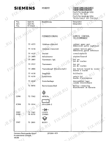 Схема №4 FC9230 с изображением Трансформатор Siemens 00754549