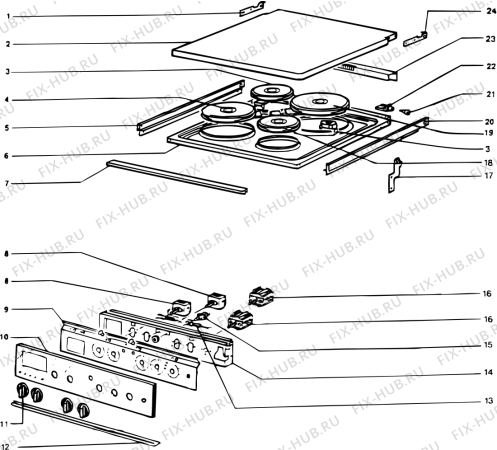 Взрыв-схема плиты (духовки) SCHOLTES C805EWH (F010500) - Схема узла