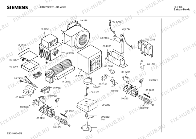 Взрыв-схема плиты (духовки) Siemens HR77020 - Схема узла 02