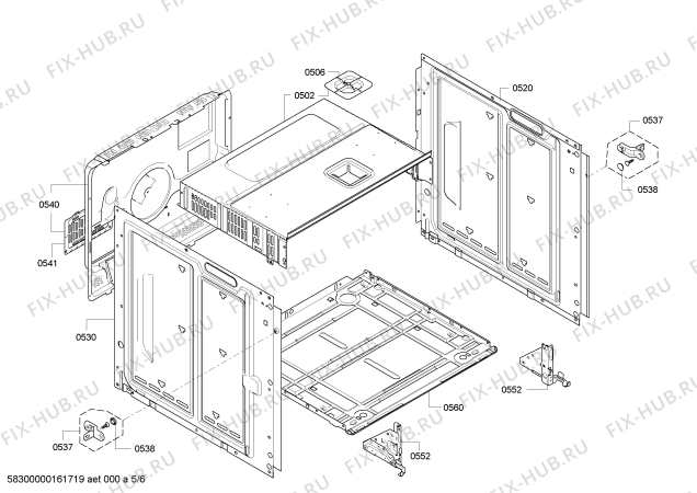 Взрыв-схема плиты (духовки) Siemens HB36G4580 - Схема узла 05