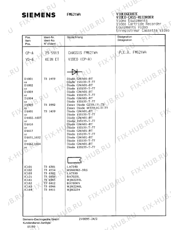 Схема №12 FM621W4 с изображением Сервисная инструкция для видеоэлектроники Siemens 00535318