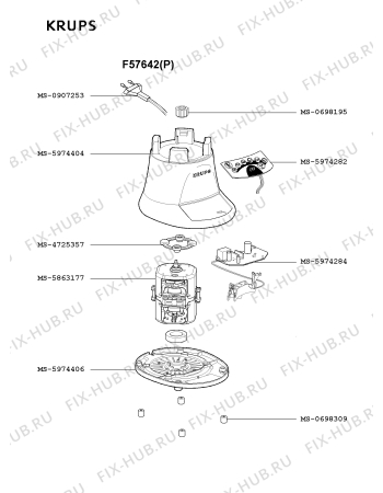 Взрыв-схема блендера (миксера) Krups F57642(P) - Схема узла 4P001138.0P3