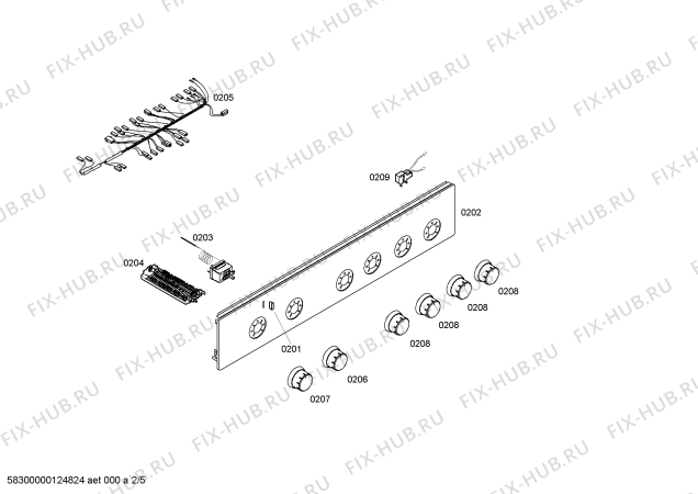 Взрыв-схема плиты (духовки) Bosch HSV424021S - Схема узла 02