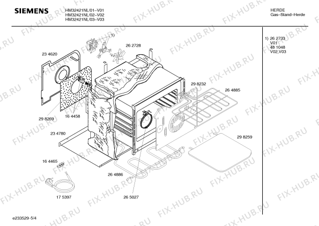 Взрыв-схема плиты (духовки) Siemens HM32421NL - Схема узла 04