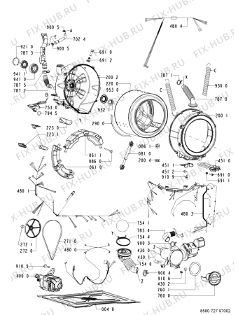 Схема №1 727 WT/CR с изображением Ручка (крючок) люка для стиральной машины Whirlpool 481249818769