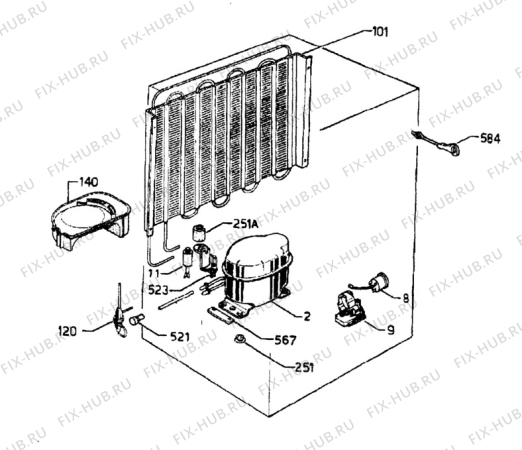 Взрыв-схема холодильника Aeg S1443TKW4 - Схема узла Cooling system 017