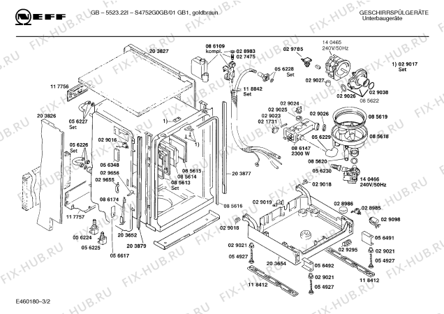 Взрыв-схема посудомоечной машины Neff S4752G0GB GB5523.22i - Схема узла 02