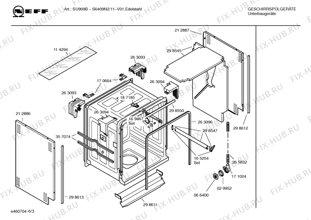 Схема №5 S6409N2 SU909B с изображением Инструкция по эксплуатации для посудомойки Bosch 00581889