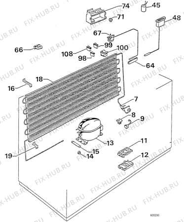 Взрыв-схема холодильника Zanussi ZA420SI - Схема узла Cooling system 017