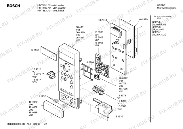 Схема №2 HMT886L с изображением Панель управления для свч печи Bosch 00364979