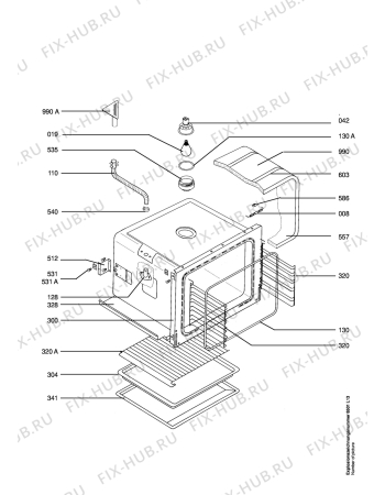 Взрыв-схема плиты (духовки) Matura MATURA 8100 DOU-W - Схема узла Section1