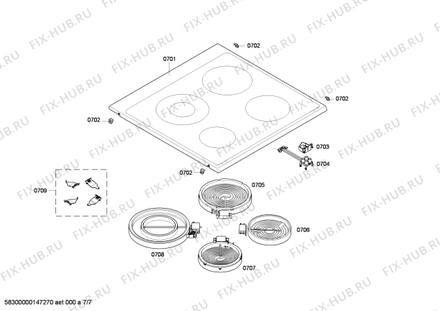 Взрыв-схема плиты (духовки) Bosch HCE853960F - Схема узла 07