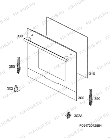 Взрыв-схема плиты (духовки) Electrolux EKK64582OW - Схема узла Door