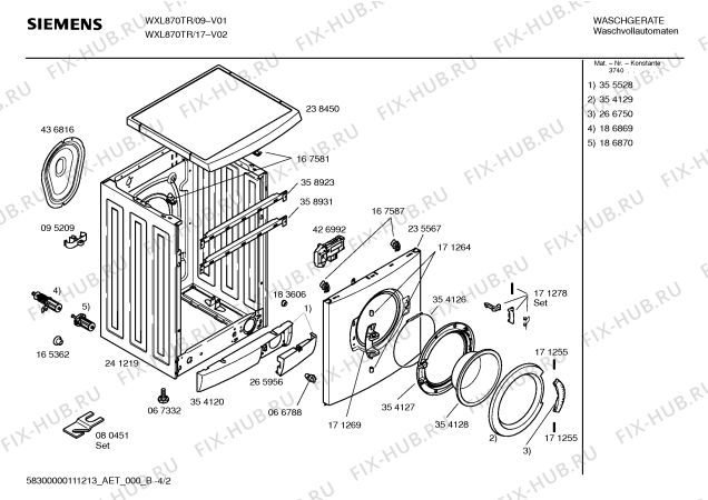 Схема №3 WXL870TR с изображением Инструкция по эксплуатации для стиральной машины Siemens 00691774
