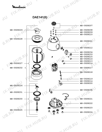 Схема №1 DAE141(0) с изображением Крышка для чаши для электромиксера Moulinex MS-0928229
