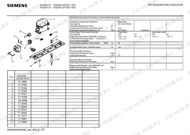 Взрыв-схема холодильника Siemens KG23V12TI Economic - Схема узла 03