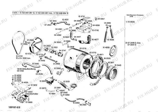 Взрыв-схема стиральной машины Bosch 0722044091 V475 - Схема узла 02