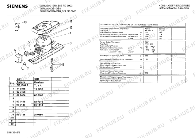 Взрыв-схема холодильника Siemens GU12400GB - Схема узла 02