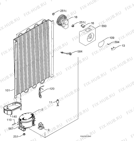 Взрыв-схема холодильника Rex Electrolux FI295/2VA+ - Схема узла Cooling system 017