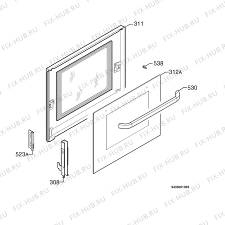 Взрыв-схема плиты (духовки) Rex Electrolux RKG651101F - Схема узла Door 003