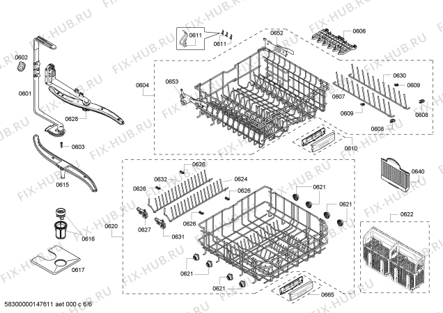 Взрыв-схема посудомоечной машины Bosch SHX45L15UC - Схема узла 06