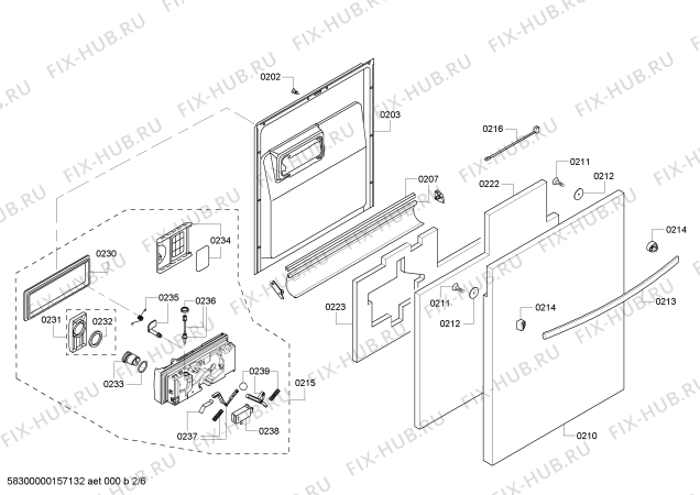 Взрыв-схема посудомоечной машины Bosch SHX33RF5UC SilencePlus 50dB - Схема узла 02