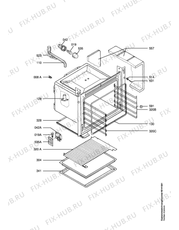 Взрыв-схема плиты (духовки) Aeg E4100-1-W - Схема узла Oven